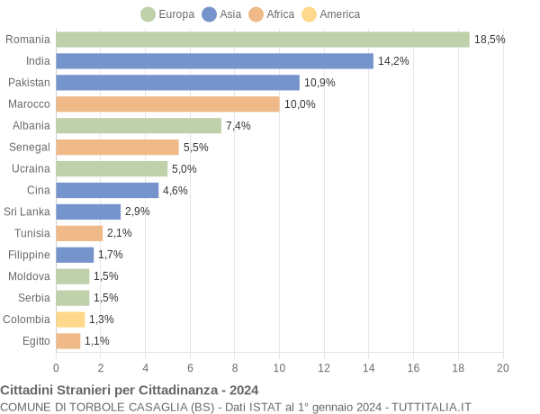 Grafico cittadinanza stranieri - Torbole Casaglia 2024