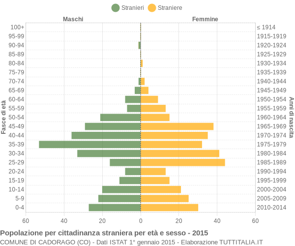 Grafico cittadini stranieri - Cadorago 2015