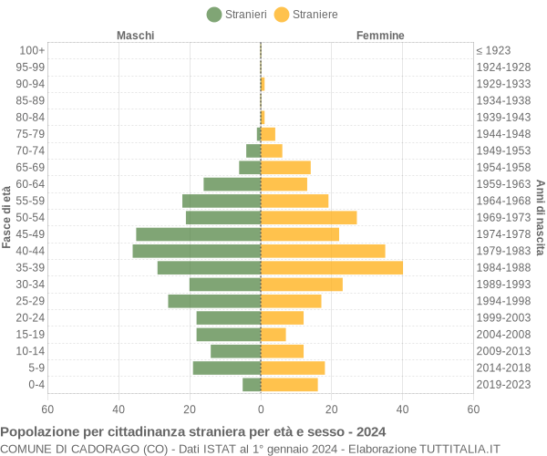 Grafico cittadini stranieri - Cadorago 2024