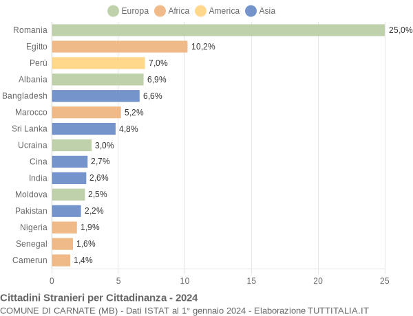 Grafico cittadinanza stranieri - Carnate 2024