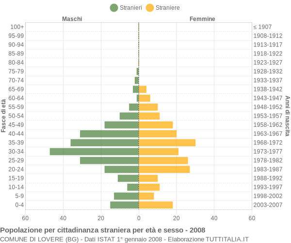 Grafico cittadini stranieri - Lovere 2008