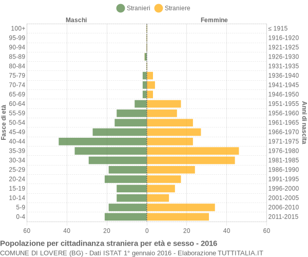 Grafico cittadini stranieri - Lovere 2016