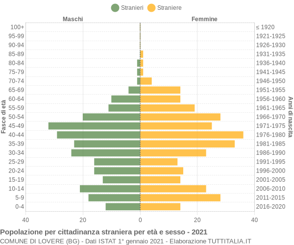 Grafico cittadini stranieri - Lovere 2021