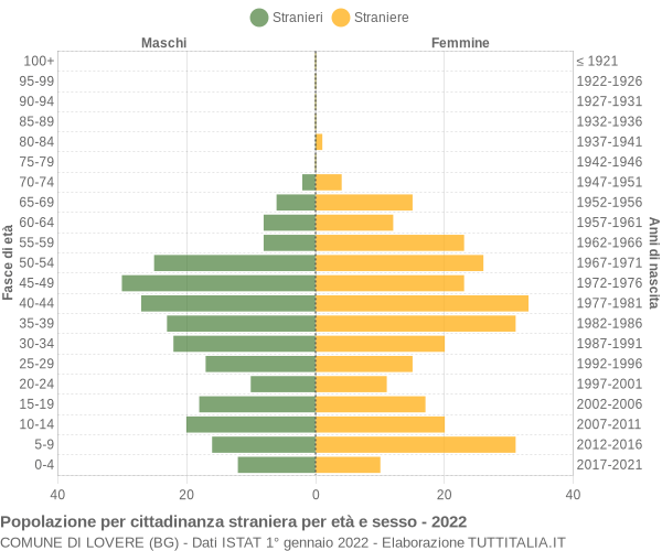 Grafico cittadini stranieri - Lovere 2022