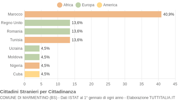 Grafico cittadinanza stranieri - Marmentino 2007