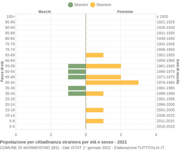 Grafico cittadini stranieri - Marmentino 2021