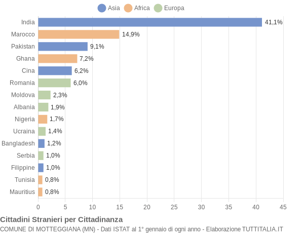 Grafico cittadinanza stranieri - Motteggiana 2014