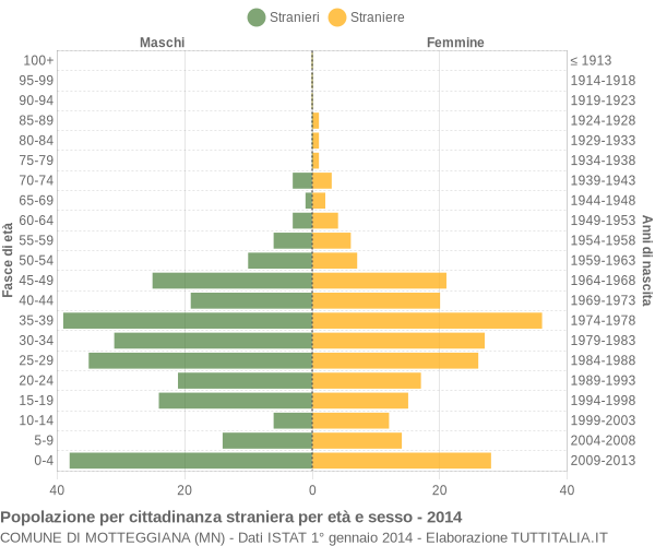 Grafico cittadini stranieri - Motteggiana 2014