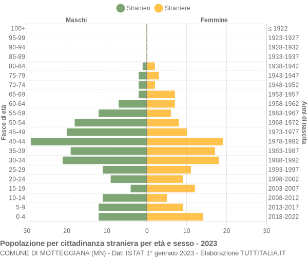 Grafico cittadini stranieri - Motteggiana 2023