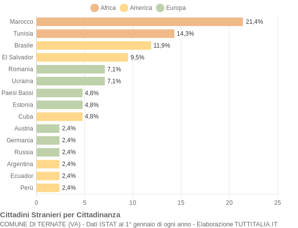 Grafico cittadinanza stranieri - Ternate 2004