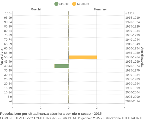 Grafico cittadini stranieri - Velezzo Lomellina 2015