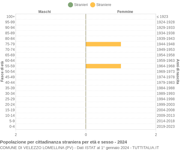 Grafico cittadini stranieri - Velezzo Lomellina 2024