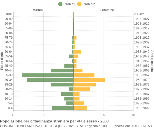 Grafico cittadini stranieri - Villanuova sul Clisi 2003