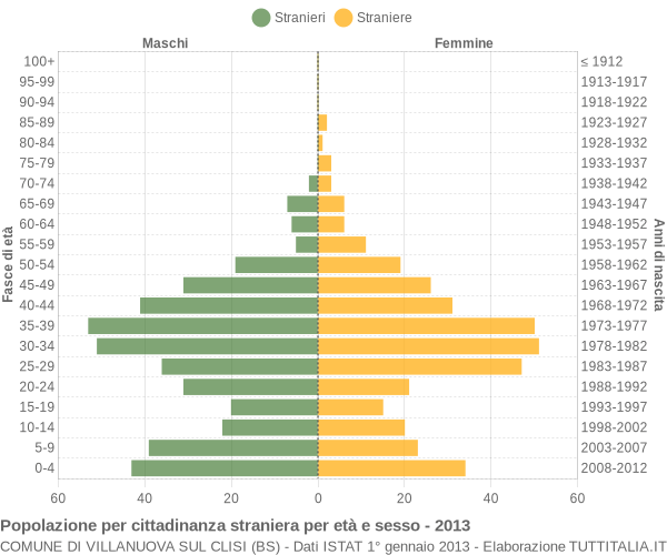 Grafico cittadini stranieri - Villanuova sul Clisi 2013