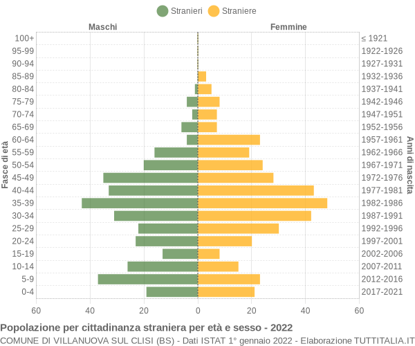 Grafico cittadini stranieri - Villanuova sul Clisi 2022