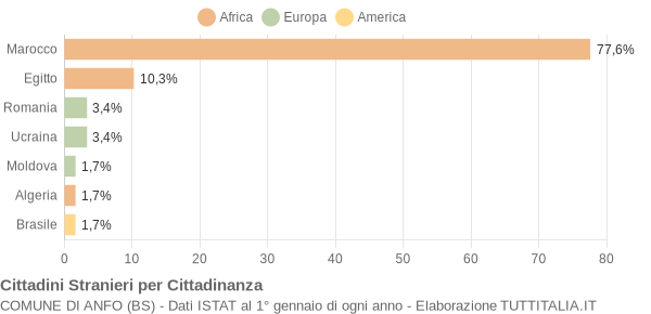 Grafico cittadinanza stranieri - Anfo 2010