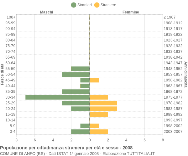Grafico cittadini stranieri - Anfo 2008