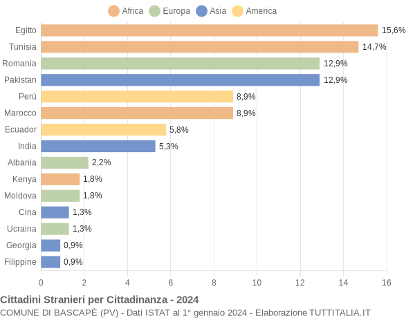 Grafico cittadinanza stranieri - Bascapè 2024