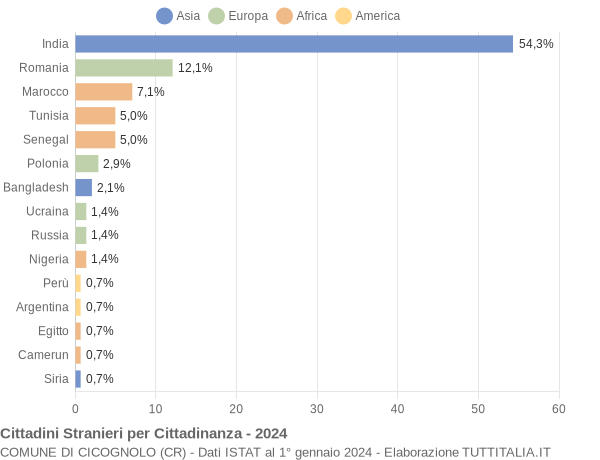 Grafico cittadinanza stranieri - Cicognolo 2024