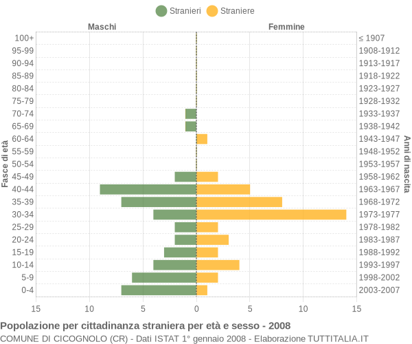Grafico cittadini stranieri - Cicognolo 2008