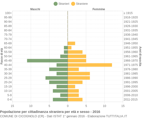 Grafico cittadini stranieri - Cicognolo 2016