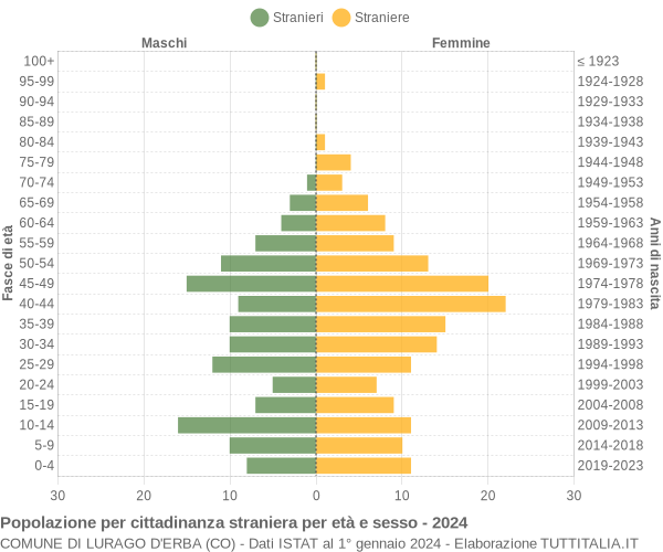 Grafico cittadini stranieri - Lurago d'Erba 2024