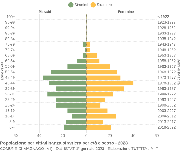 Grafico cittadini stranieri - Magnago 2023