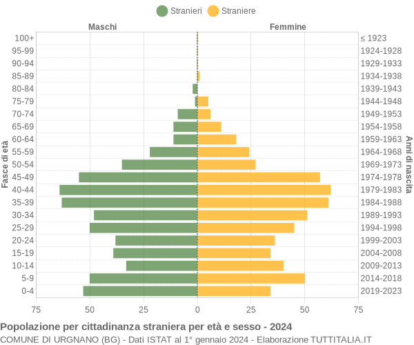 Grafico cittadini stranieri - Urgnano 2024