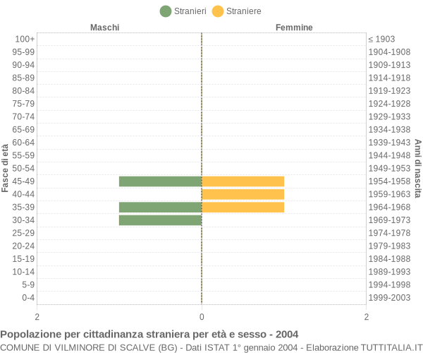 Grafico cittadini stranieri - Vilminore di Scalve 2004