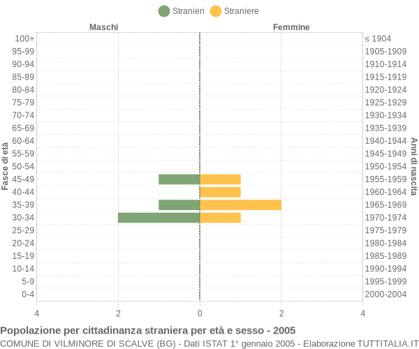 Grafico cittadini stranieri - Vilminore di Scalve 2005
