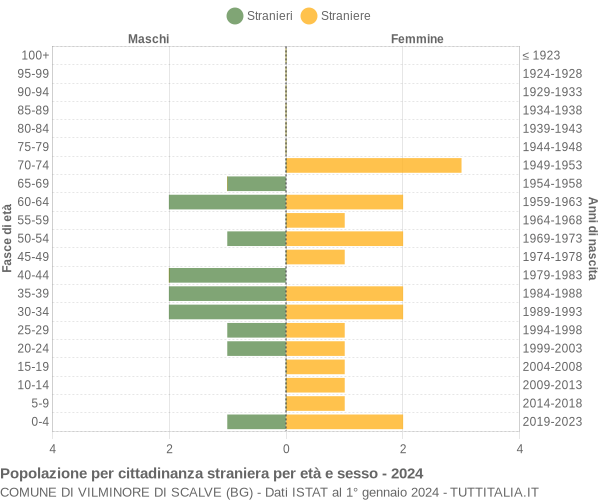 Grafico cittadini stranieri - Vilminore di Scalve 2024