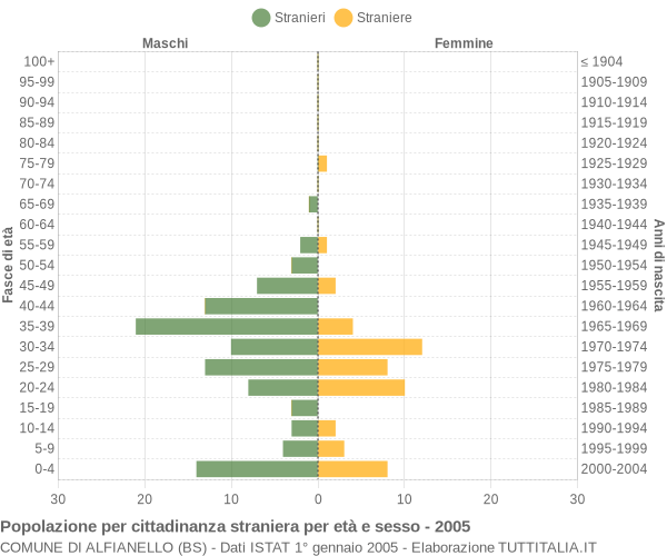 Grafico cittadini stranieri - Alfianello 2005