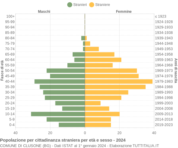 Grafico cittadini stranieri - Clusone 2024