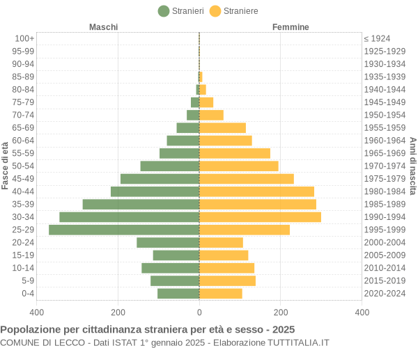 Grafico cittadini stranieri - Lecco 2025
