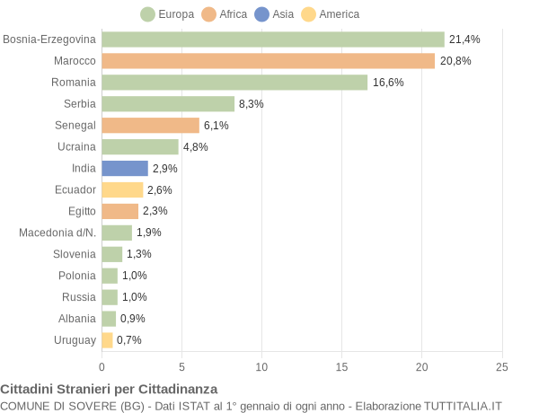 Grafico cittadinanza stranieri - Sovere 2011