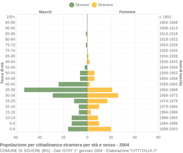 Grafico cittadini stranieri - Sovere 2004