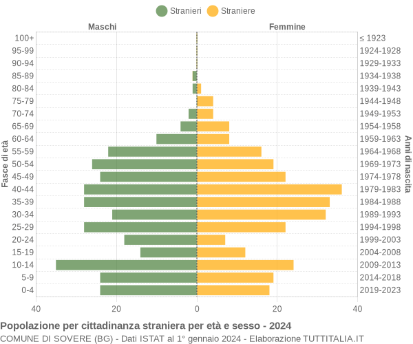 Grafico cittadini stranieri - Sovere 2024