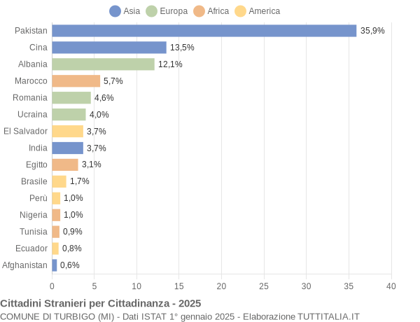 Grafico cittadinanza stranieri - Turbigo 2025