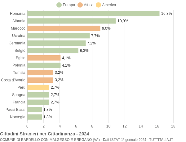 Grafico cittadinanza stranieri - Bardello con Malgesso e Bregano 2024