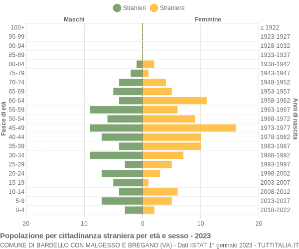 Grafico cittadini stranieri - Bardello con Malgesso e Bregano 2023