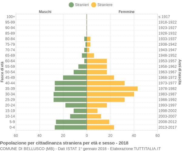 Grafico cittadini stranieri - Bellusco 2018