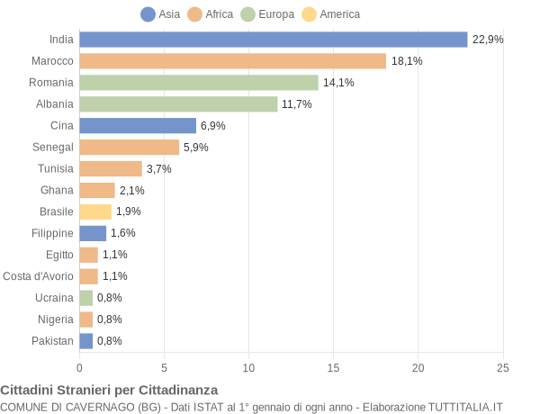 Grafico cittadinanza stranieri - Cavernago 2019