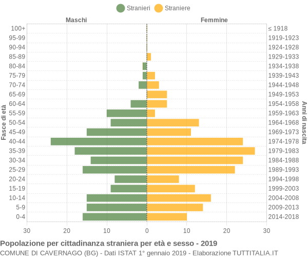 Grafico cittadini stranieri - Cavernago 2019