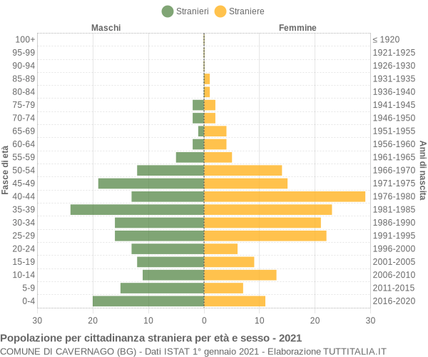 Grafico cittadini stranieri - Cavernago 2021