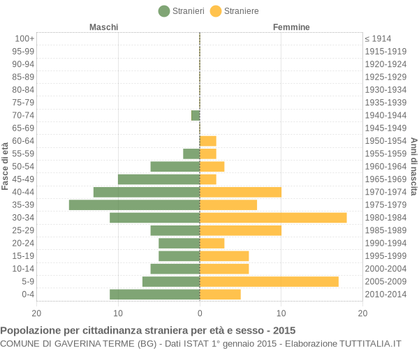 Grafico cittadini stranieri - Gaverina Terme 2015