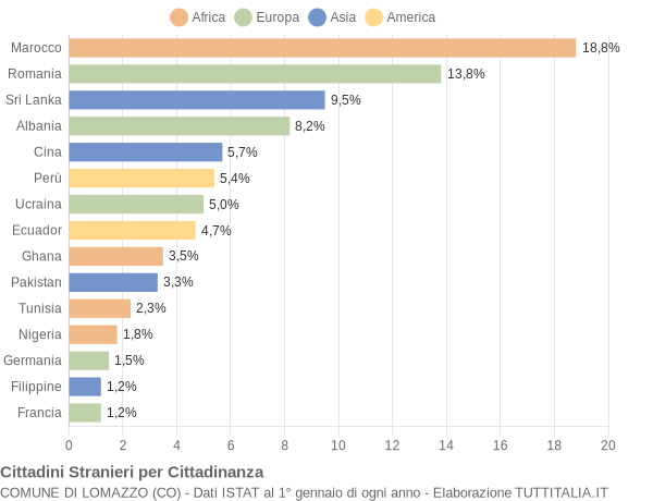 Grafico cittadinanza stranieri - Lomazzo 2009