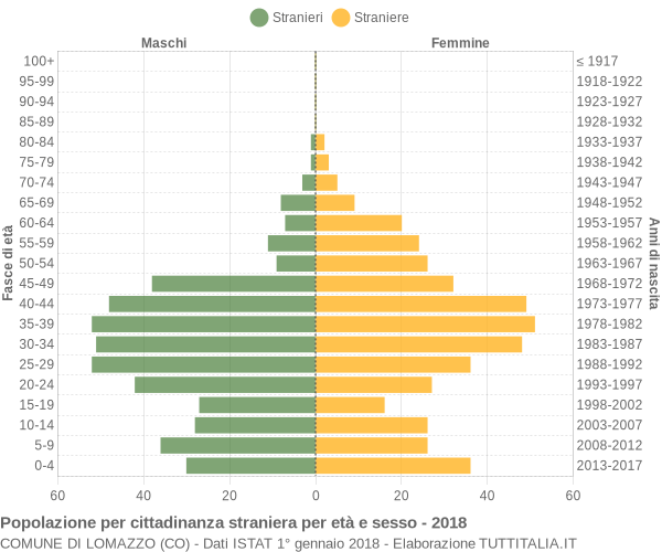 Grafico cittadini stranieri - Lomazzo 2018