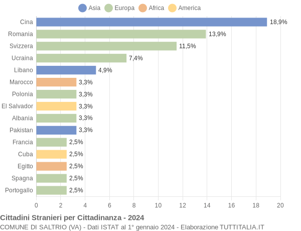 Grafico cittadinanza stranieri - Saltrio 2024