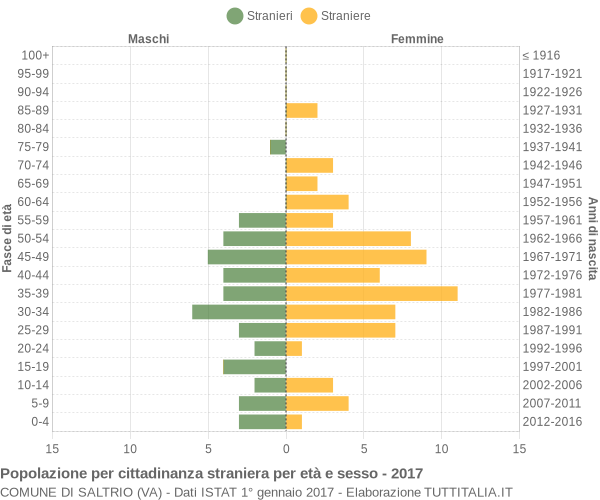 Grafico cittadini stranieri - Saltrio 2017