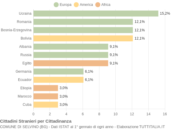 Grafico cittadinanza stranieri - Selvino 2007